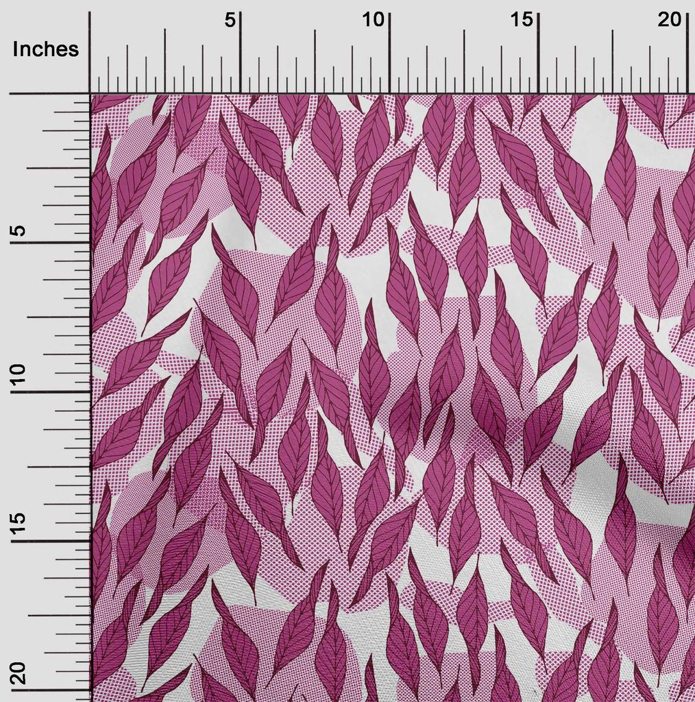 oneOone Cotton Cambric Dark Rose Brown Fabric Leaves Dress Material Fabric Print Fabric By The Yard 42 Inch