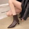 Women's High Heel Boots Autumn 2026 New Fashion Pointed Toe Thin Heel Shoes Women Party Zipper Ankle Boots Botines Para Mujeres