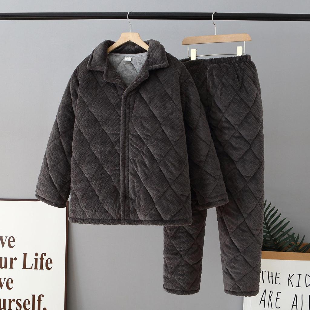 Prisoner's Winter Cotton Jacket & Coral Fleece Pajamas Set