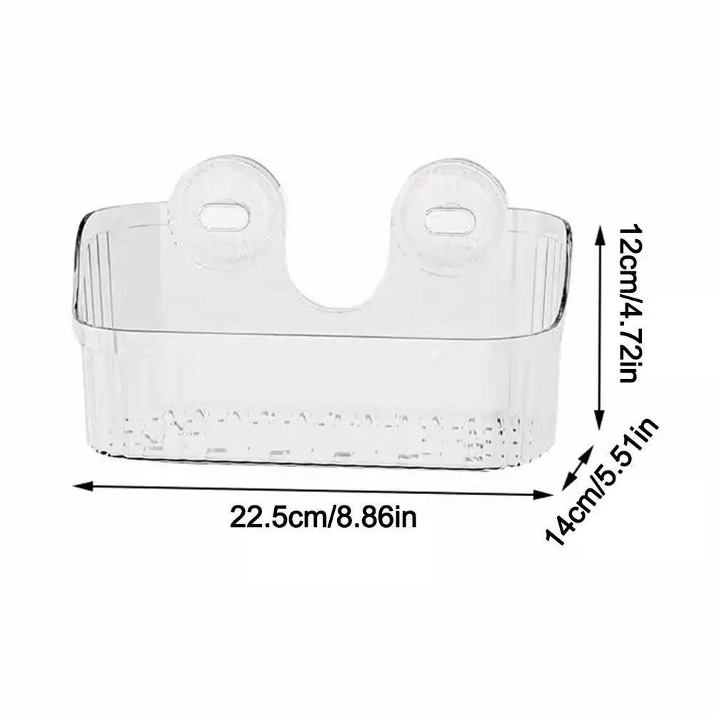 Transparent Suction Cup Shower Rack Wall Mounted Waterproof Cosmetics Storage Rack Punch-Free Shower Drain Basket
