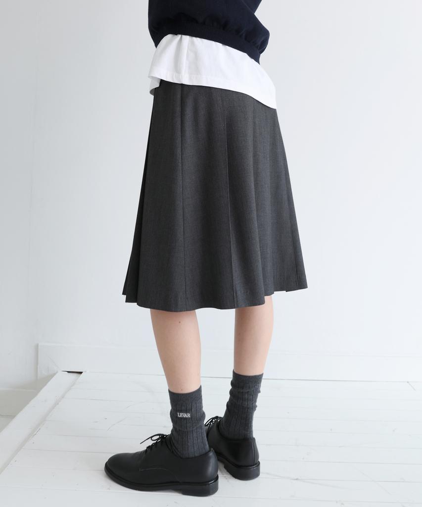 Leuba Wide Pleat Midi Skirt - Charcoal