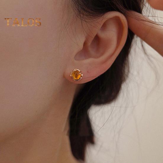 1 Pair Women Ear Studs Retro Geometric Shape Amber Smooth Lightweight Ear Jewelry Lady Prom Cocktail Party Stud Earrings
