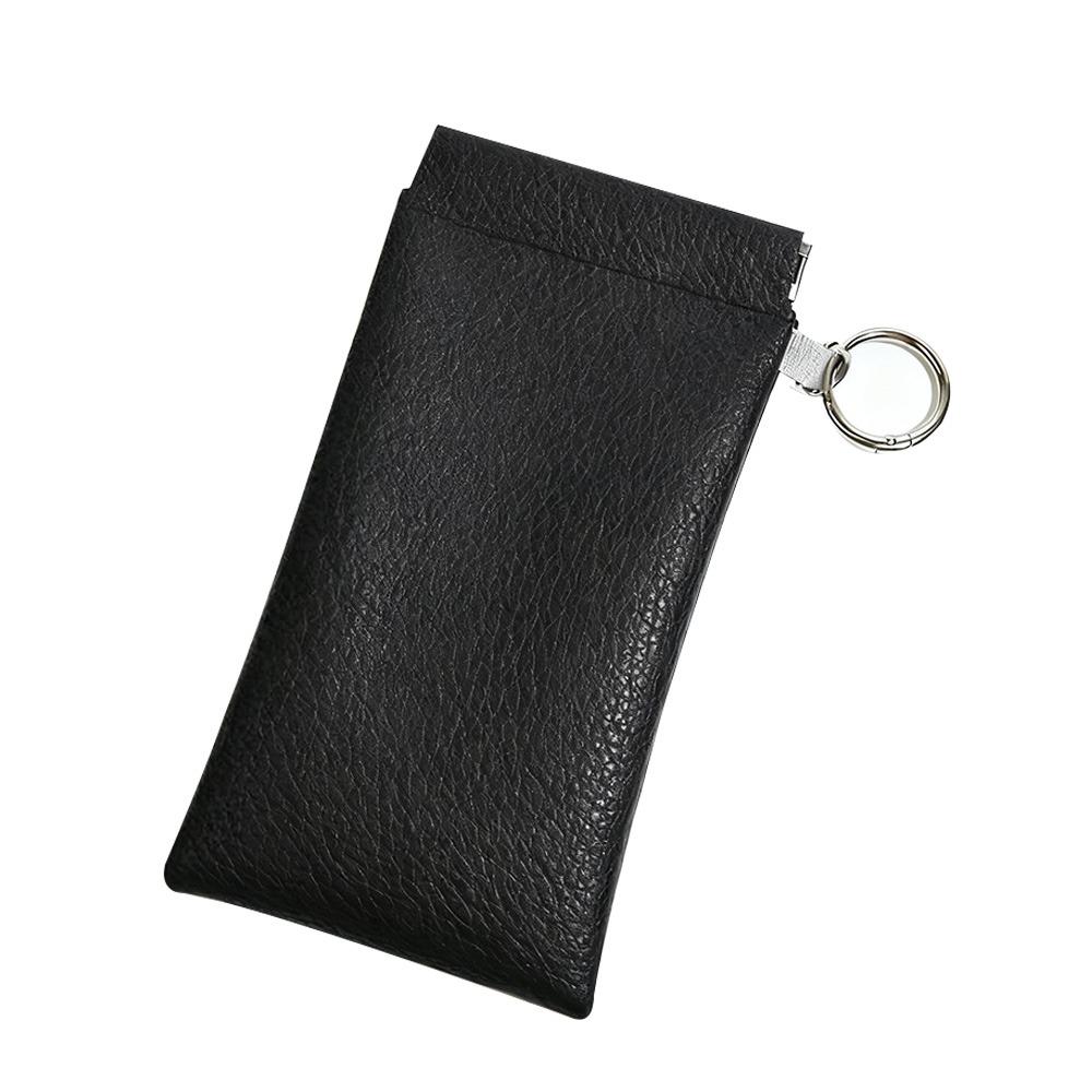 

with Glasses Cloth Glasses Bag Automatic Closed Earphone Storage Sunglasses Case Protective Cover Soft PU Carrying Bag чорний