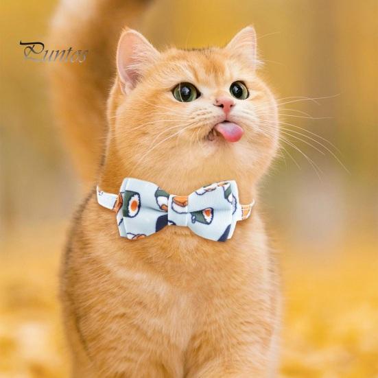 Nastavitelný obojek pro domácí mazlíčky s nerezovou bezpečnostní přezkou zvonek Roztomilý design motýlka Tkanina na krk s motivem jídla pro malé a střední psy