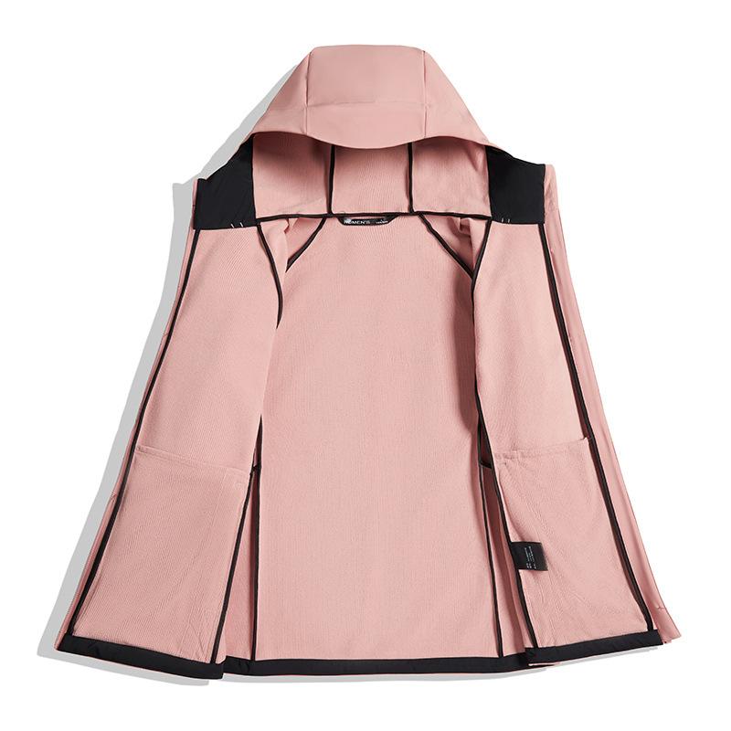 Couple Autumn and Winter Solid Color Large Size Hooded Soft Shell Jacket Sports Outdoor Cycling Fishing Suit Thick Jacket