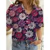 Hawaiian Womens Shirts Short Sleeve Button Floral Rose Printed Tops Casual Beach Shirts Summer New Sunflower Blouse Women's Tops