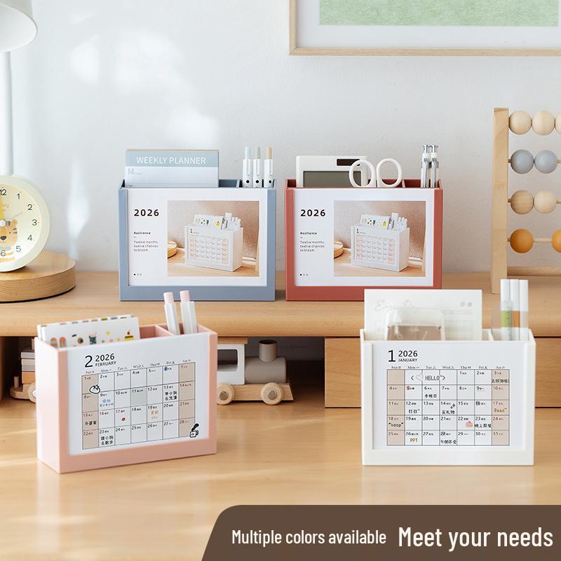 2026 Multi-functional Desk Calendar with Pen Holder and Storage Box