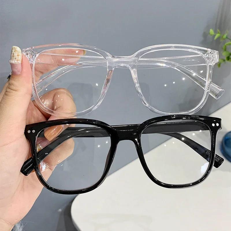 Square Finished Ladies Myopia Glasses Ultralight Oversized Frame Anti Blue Light Prescription Minus Eyewear Diopter 0 To -6.0
