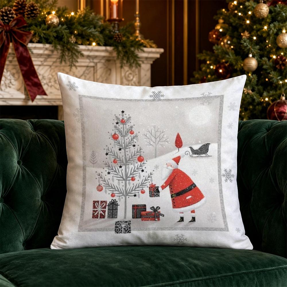 Christmas Scene Throw Pillow Covers Pattern Cushion Cover Suitable for Sofa Bedroom Car Pillow Cover
