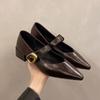 New soft soled low heeled women's shoes with pointed tips thick heels solid color simple comfortable single shoes