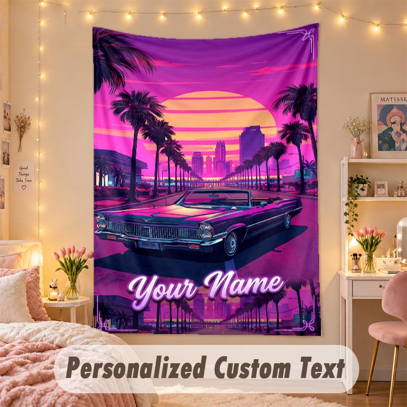 Benutzerdefinierte Personalisierte Wandteppich, GTA Druck Benutzerdefinierter Name Text Wandkunst zum Aufhängen für Schlafzimmer