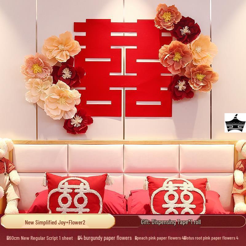 3D Crepe Paper Flower Wedding Decoration Set for Bedroom Wall