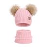 Children's hats Outdoor warm three-piece set Boys and girls fleece ear protector pullover hat Cute hairball knitted wool hat