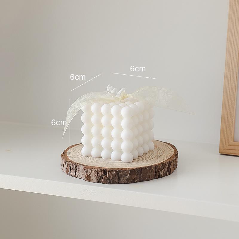 Rubik's Cube Aromatherapy Candle - Soy Wax White Geometric Ornament & Home Decor Candle