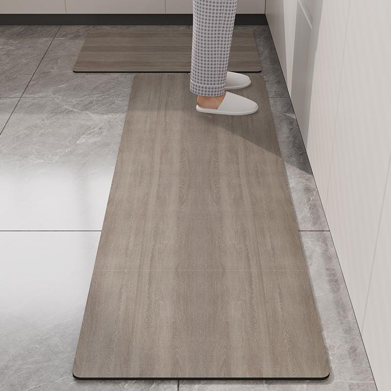 Kitchen Carpet Waterproof Non-Slip Pvc Floor Mat Imitation Wood Grain Wash-Free Leather Rug Long Size Home Decoration Foot Mats