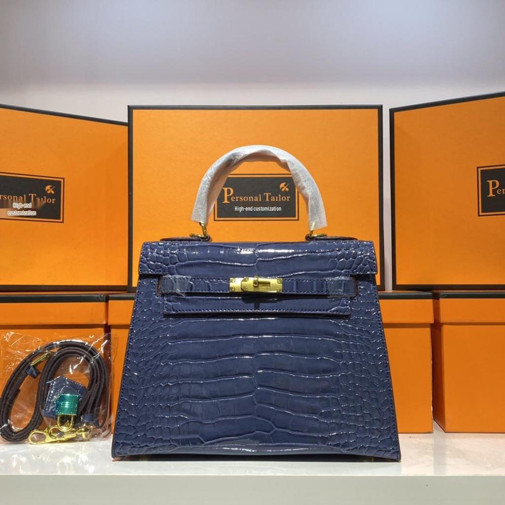 Europese & Amerikaanse Retro Krokodillenpatroon Kelly Enkelbandige Crossbody Tas: High-End, Modieuze, Lichte Luxe Handtas voor Dames