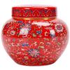 Luxury Gold-plated Ceramic Tea Canister with Climbing Lotus Painted Flowers Storage Jar Craft Desktop Ornament Storage Jar Decor