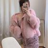 New Whole Leather Imitation Fox Fur Imitation Fur Jacket Women's Fashion Locomotive Short Light Coat Pink