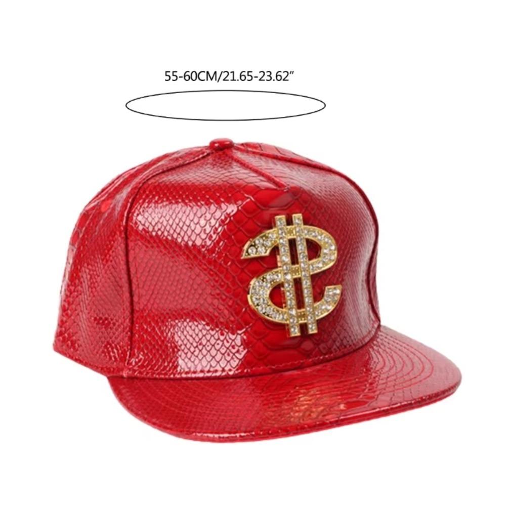 Cool Dollar Style Baseball Caps Fashion Adjustable Hip-hop Hats Flat Brim PU Leather Snapback Hats Sun Visor