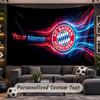 Wall Hanging Tapestry Custom NameBayern Munich Pattern Personalized Printed Fabric Wall Decor