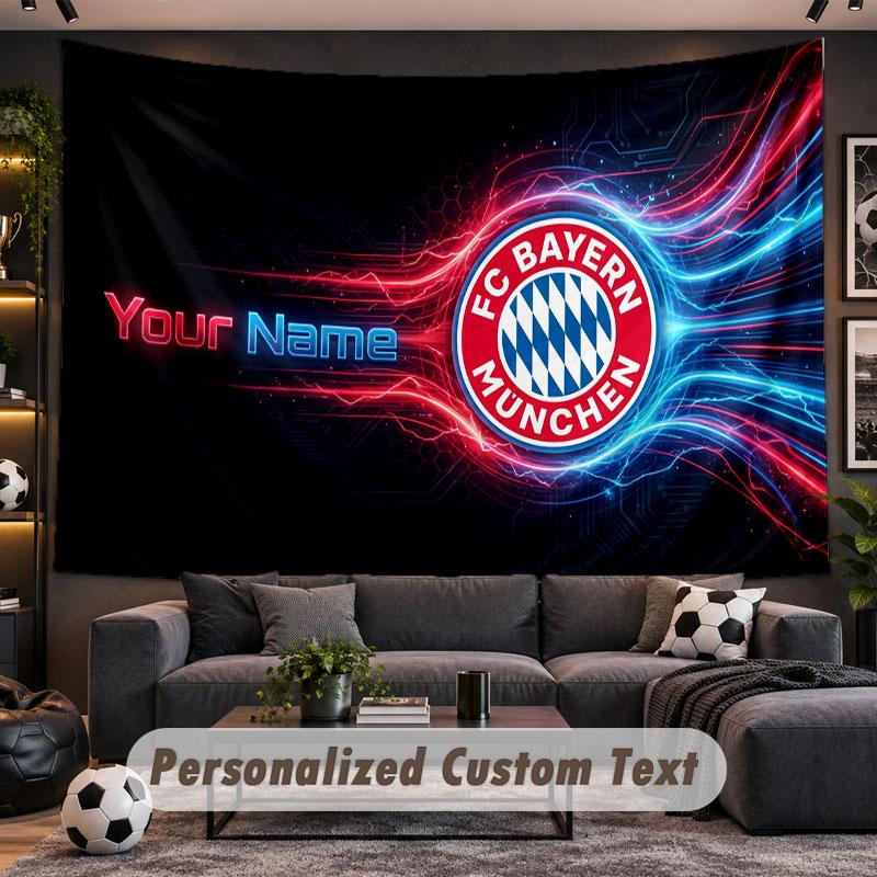 Wall Hanging Tapestry Custom NameBayern Munich Pattern Personalized Printed Fabric Wall Decor