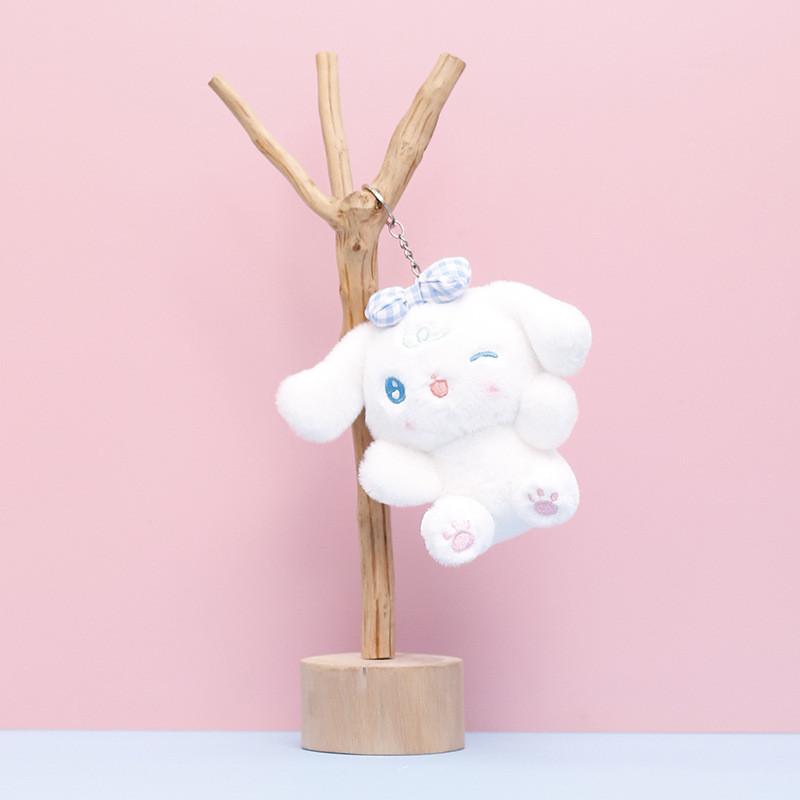 Dog Plush Bowknot Keychain Cartoon Pendant Stuffed Doll Bag Decoration Gift Kids