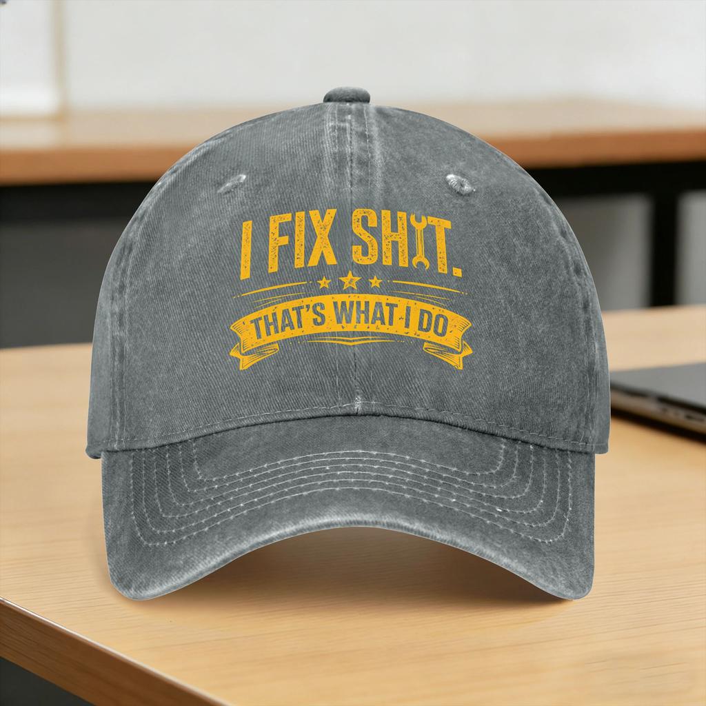 Washed Baseball Cap I Fix Shit That What I Do Summer Trucker Hat For Women Men  Y2K Cool Outdoor Sport Sun Baseball Caps