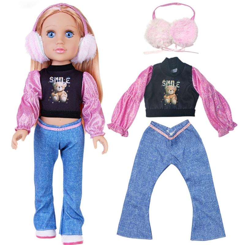 Toy Doll Soft Washable PVC Blonde Girl 18" Baby Girl Doll for Kids 18" Playable Toy with Outfit Set