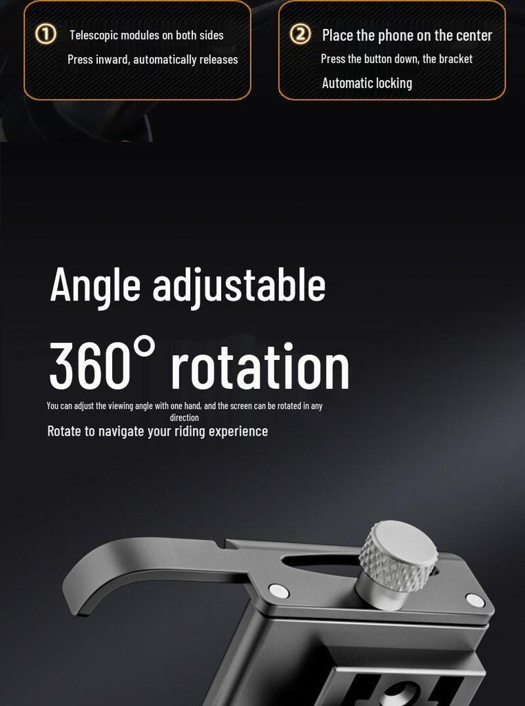 Aluminium Motorrad-Handyhalterung mit Mehrwinkel-Drehung und stoßfestem Design für sichere Fahrten und Navigation