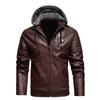 Winter Men's Thicken Fleece Lined PU Leather Jacket Motorcycle Casual Warm Biker Riding Coat Waterproof Windproof Outerwear For Cold Weather