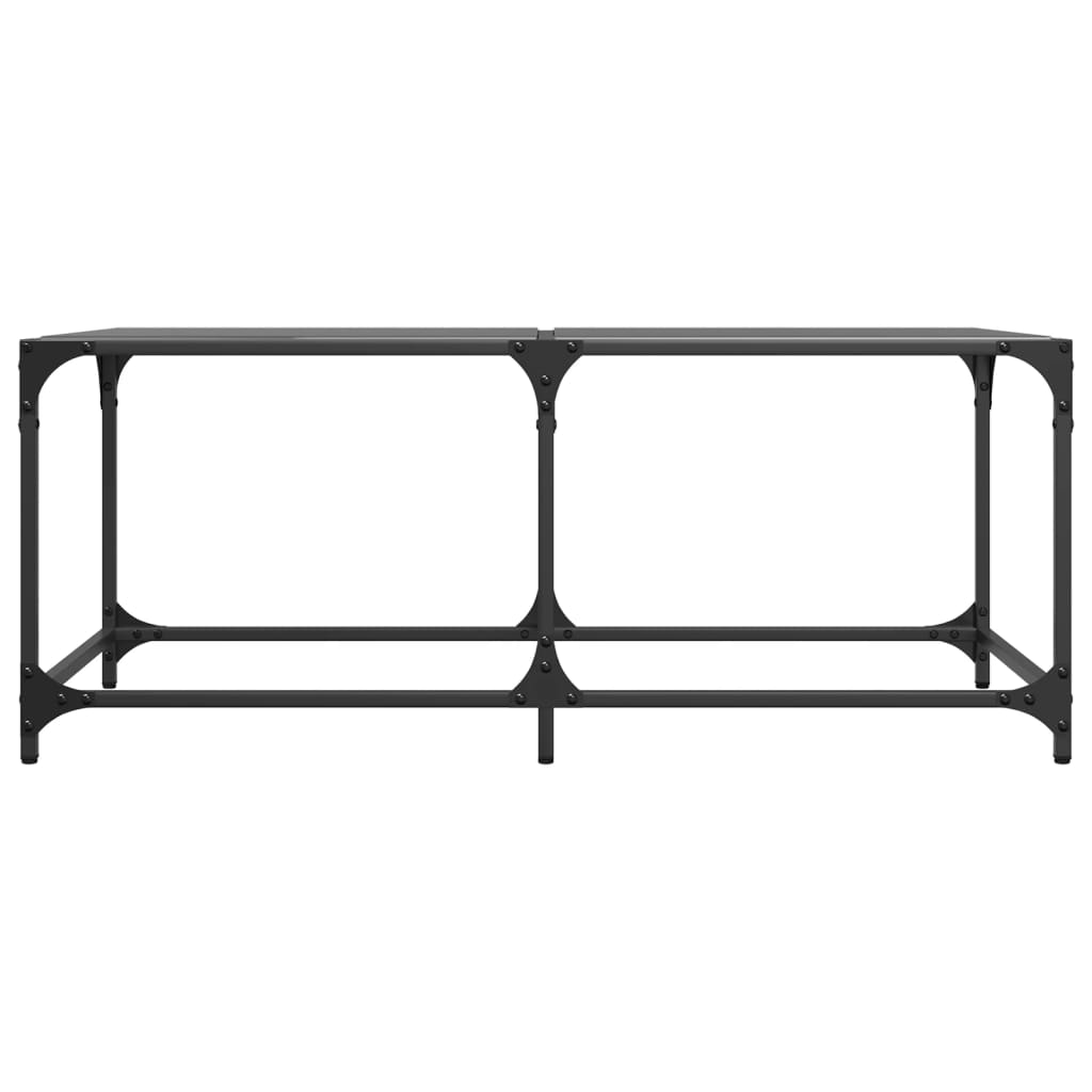  Coffee Table with Black Glass Top, 98.5x50x40 Cm, Steel