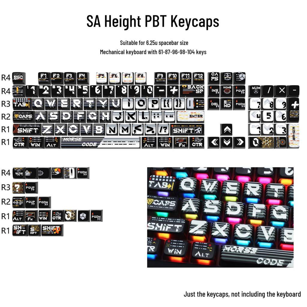 Four-Sided Translucent Color Keycaps for Customized Mechanical Keyboard