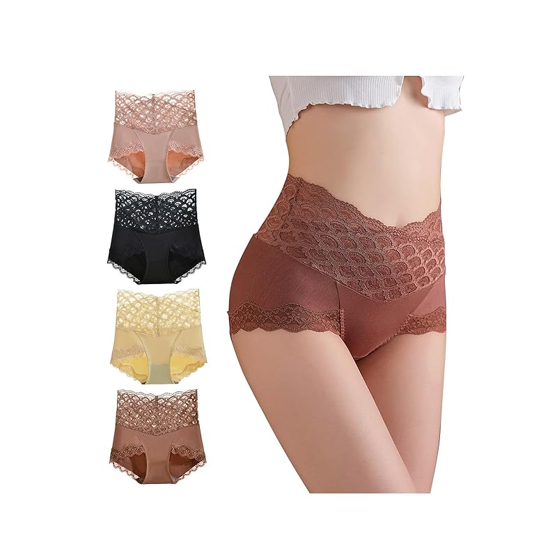 

[KOXIFLI] shorts ladies high waist deep burning race underwear pants woman 4 pieces set beautiful sexy abdomen underwear breathable Good texture