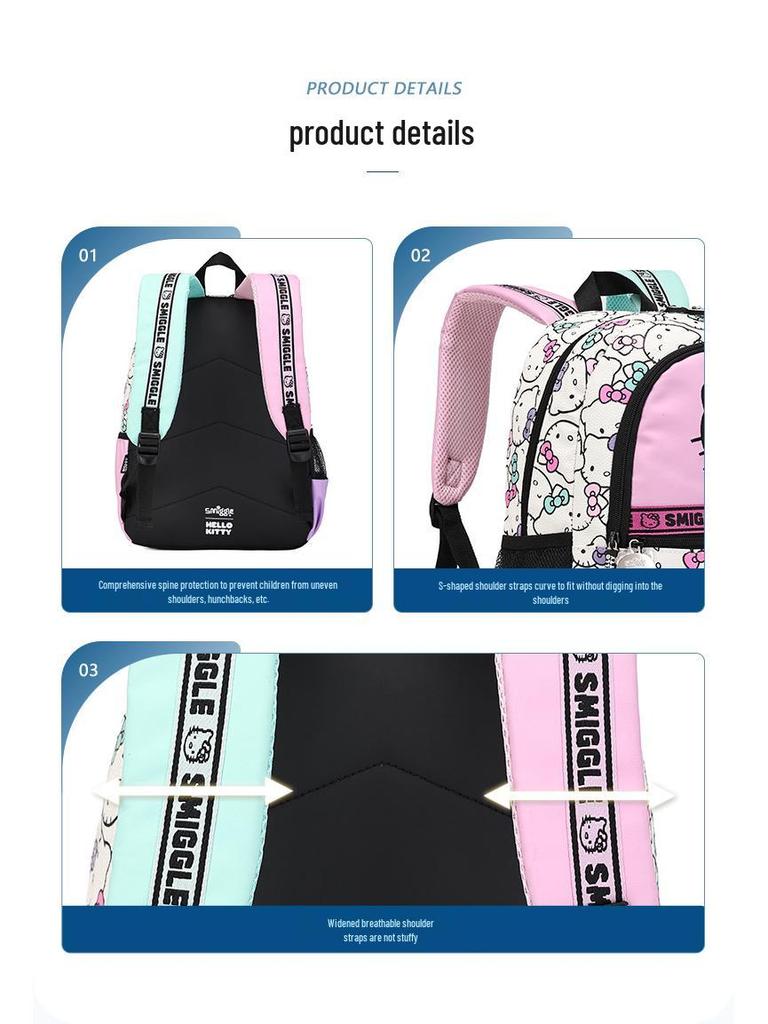 Hello Kitty Large Waterproof Student Backpack - High Capacity, Splashproof Multilayer Schoolbag for Girls.