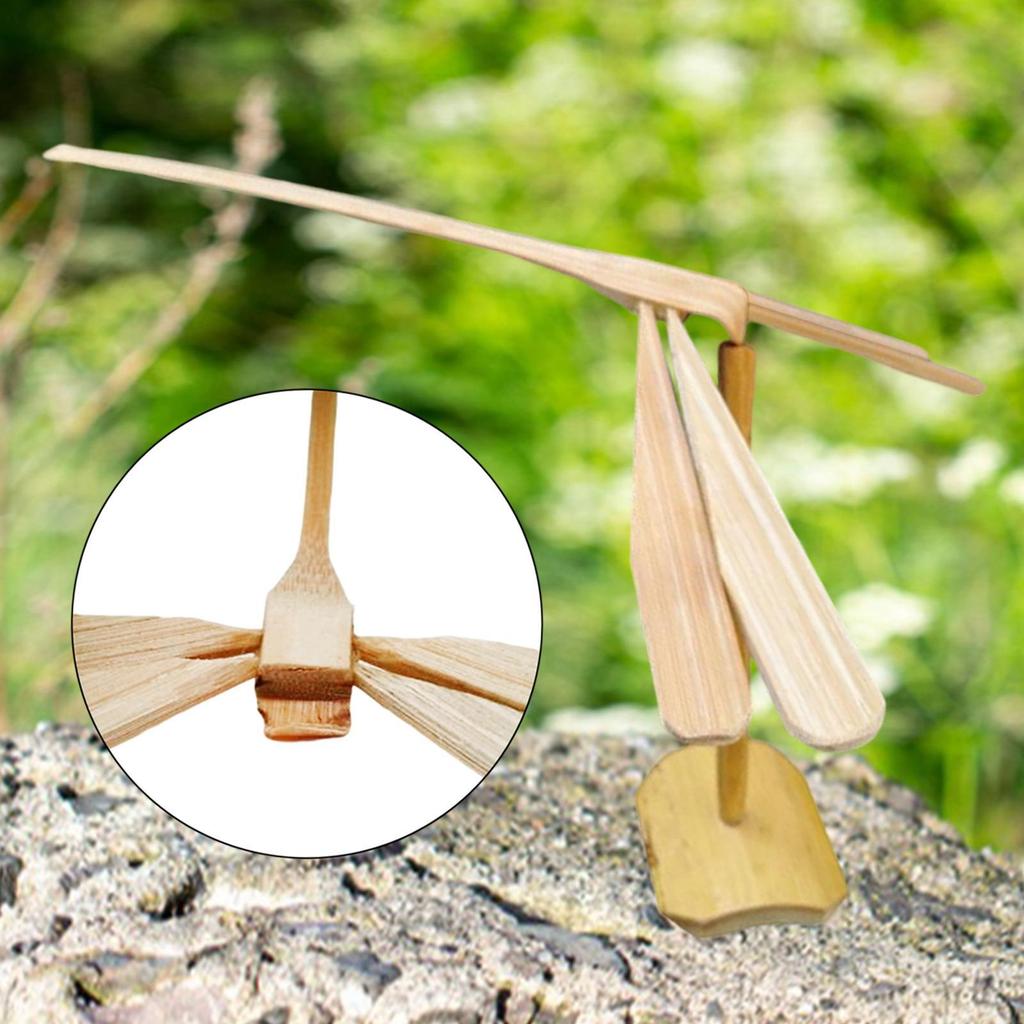 Bamboo Dragonfly Toy DIY Flying Helicopter Hand Rub Propeller Educational Outdoor Desk Ornament