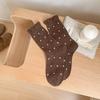 Female Autumn and Winter Thickened Warm Polka Dot Lovely Lace Wool Drum Pile Socks