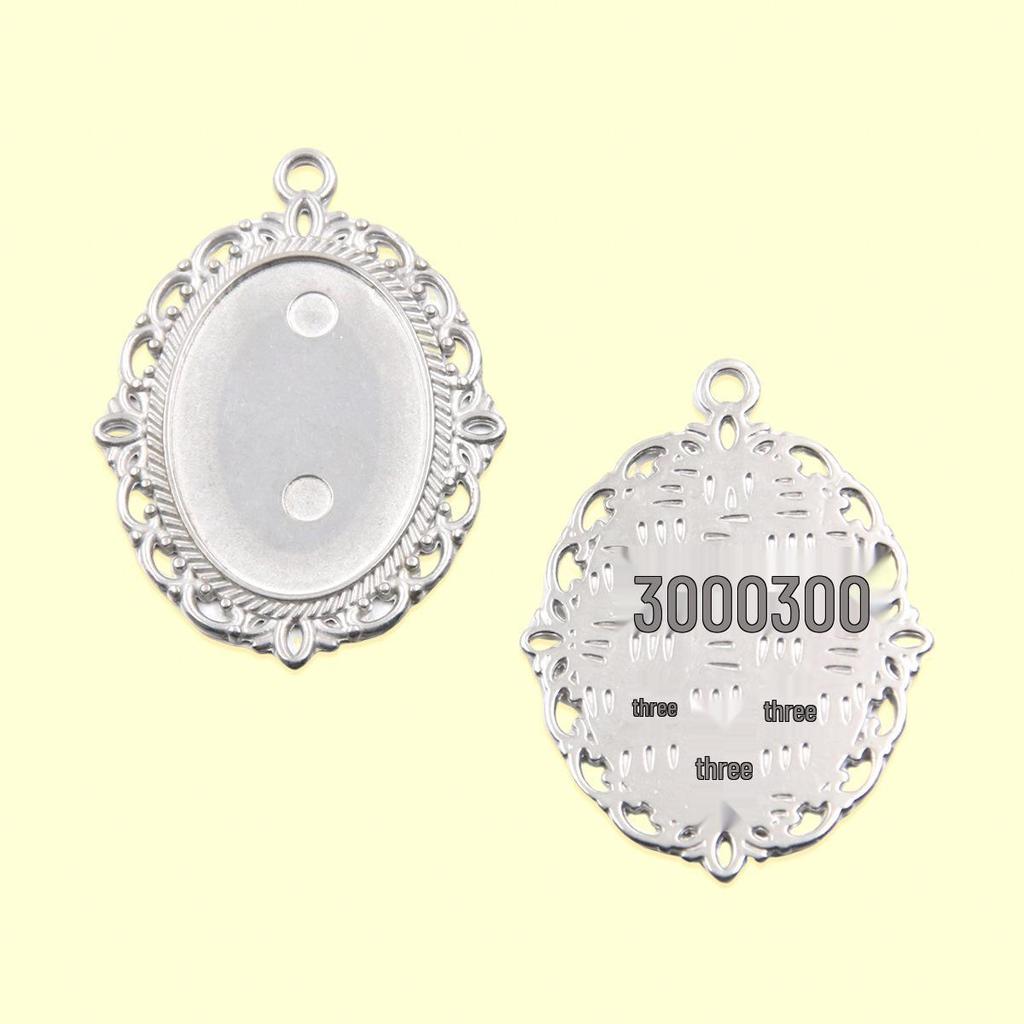 2-Color Oval Gold Stainless Steel Base Tray Necklace (18x25mm) Jewelry Accessories