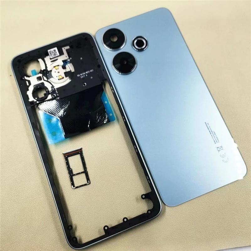 Full housing For Xiaomi Redmi 13 4G Middle Frame Battery Back Cover With Camera Lens + Sim Card Tray Repair Parts