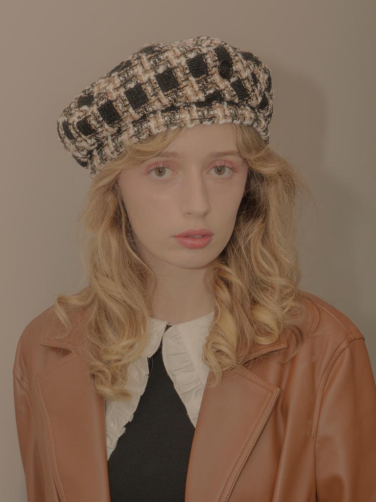 Poejidam [In My Dreams] Tweed Beret_Black And Brown