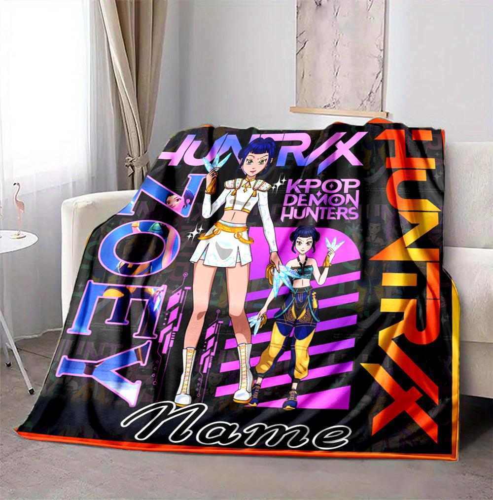 Custom Name Neon Vibes Flannel Blanket Throw Blanket Soft Warm Sofa Bed Home Decor Unique Gift