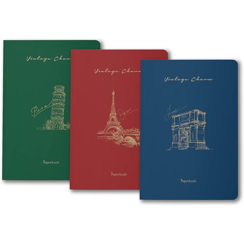 Paperkraft Vintage Series - Color Kraft With City Theme : 210 Mm X 148 Mm,176 Pages, Unruled, Sewn & Perfect Bound, Pack
