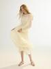 Sinseuden Wrinkle Satin Color Block Long Dress