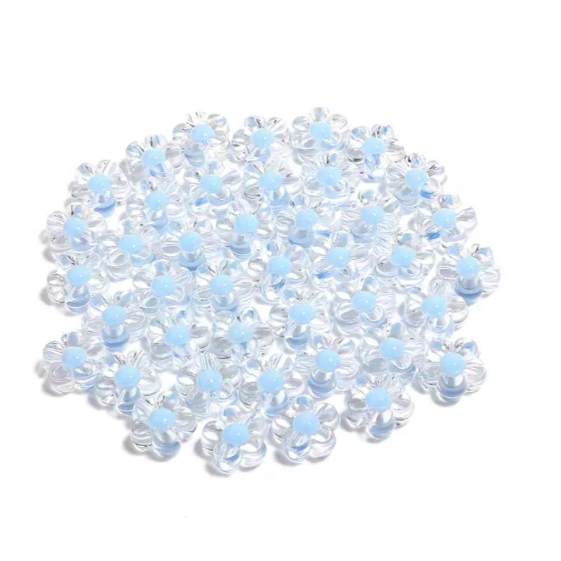 100pcs 12mm Sunflower Acrylic Beads Matte Transparent Mixed Color Spacer Loose Beads DIY Bracelets Necklace Jewelry Accessories