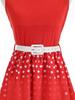 Elegante Vestito Natale Hepburn Retrò a Pois con Elastico in Vita