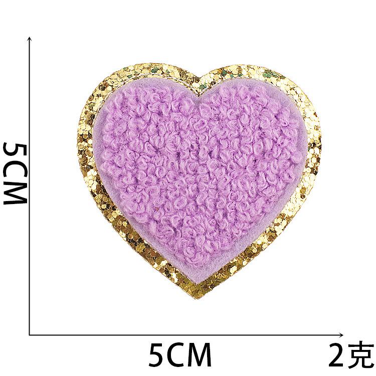 Hot-Selling Color Love Towel Embroidery Cloth Sticker Grit Embroidery Cloth Sticker Heart Patch Sticker Chenier Lightning Embroidery Chapter