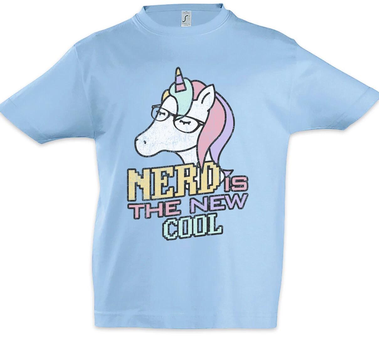 Nerd Is The New Cool Kids Boys T-Shirt Unicorn Fun Gamer Gaming Unicorn- 140