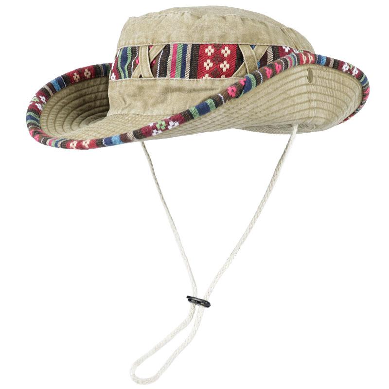 2026 Summer Bucket Hat With Wind Rope Women Man Vintage Beach Sun Fishing Hats Outdoor Hiking Bob Panama Summer Fisherman Caps