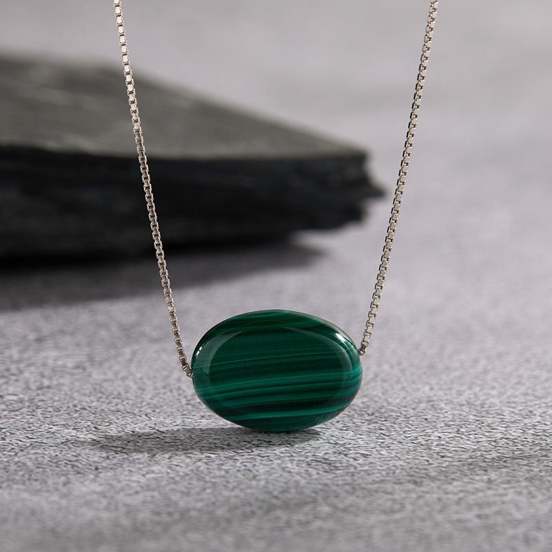 Нишевый Дизайн S925 Стерлинговое Серебро Натуральный Малахит Цветное Сокровище Ожерелье Женственное Простое Характер Различные Подвески Серьги