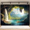 1 Charming 2D Party Background Banner of an Ancient Castle - Polyester, Suitable for Birthdays, Weddings - Multiple Uses