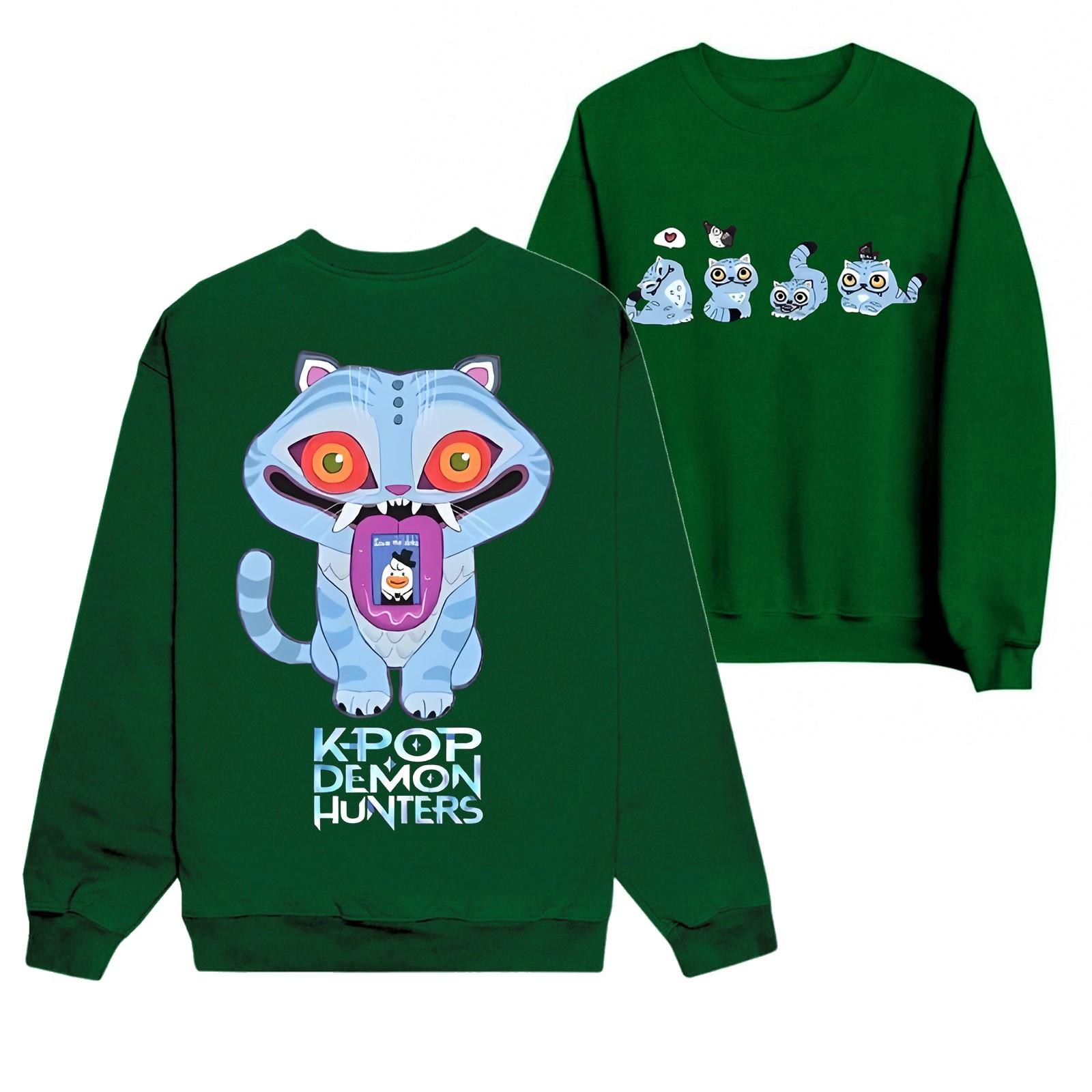 

Женская мода повседневный принт повседневный длинный рукав круглый вырез толстовка топ XL зелёный